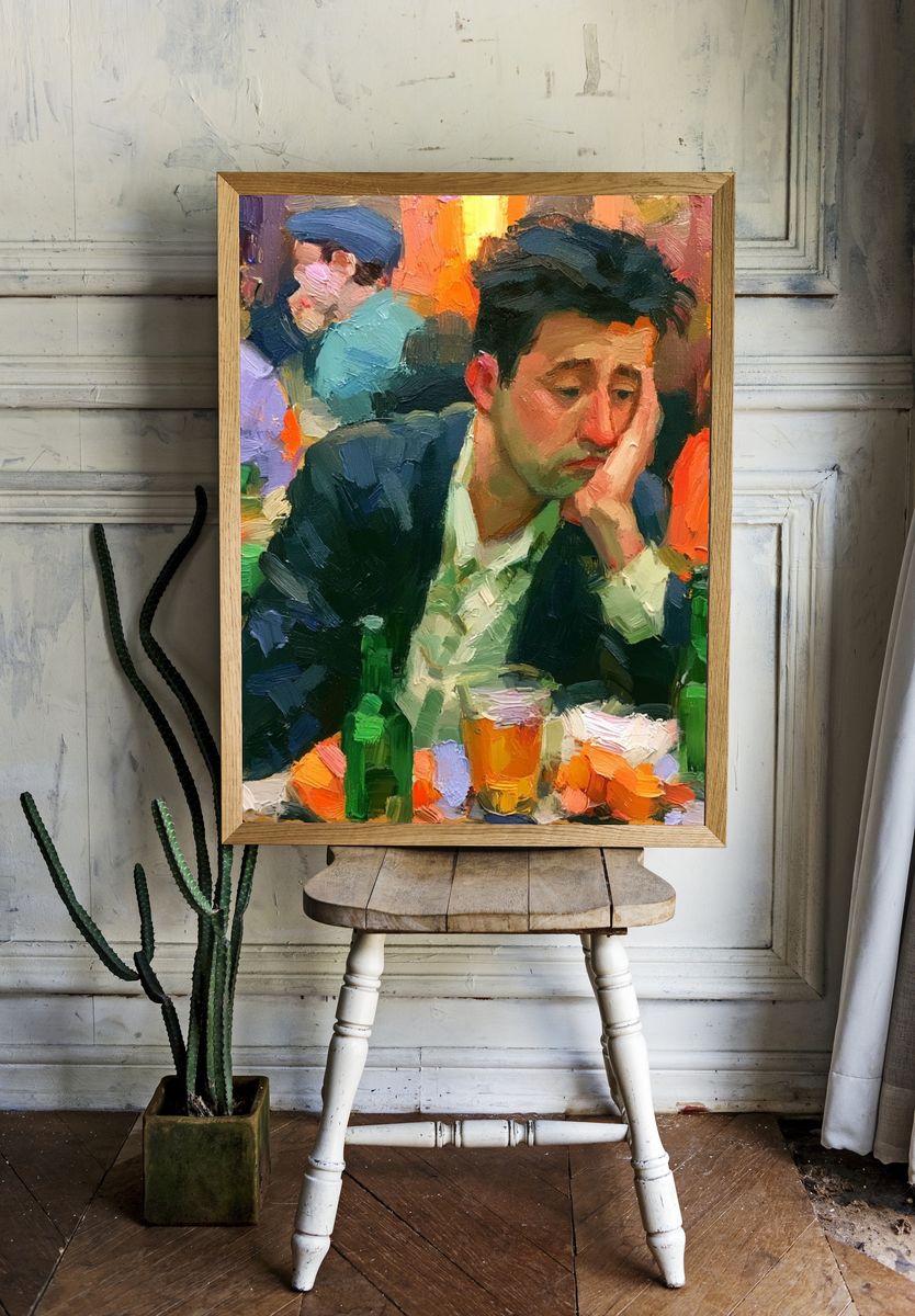 Lonely Man at Bar Fine-Art Poster. room preview