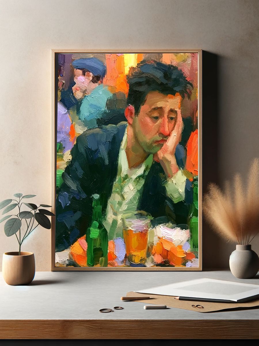 Lonely Man at Bar Fine-Art Poster. — room view 2