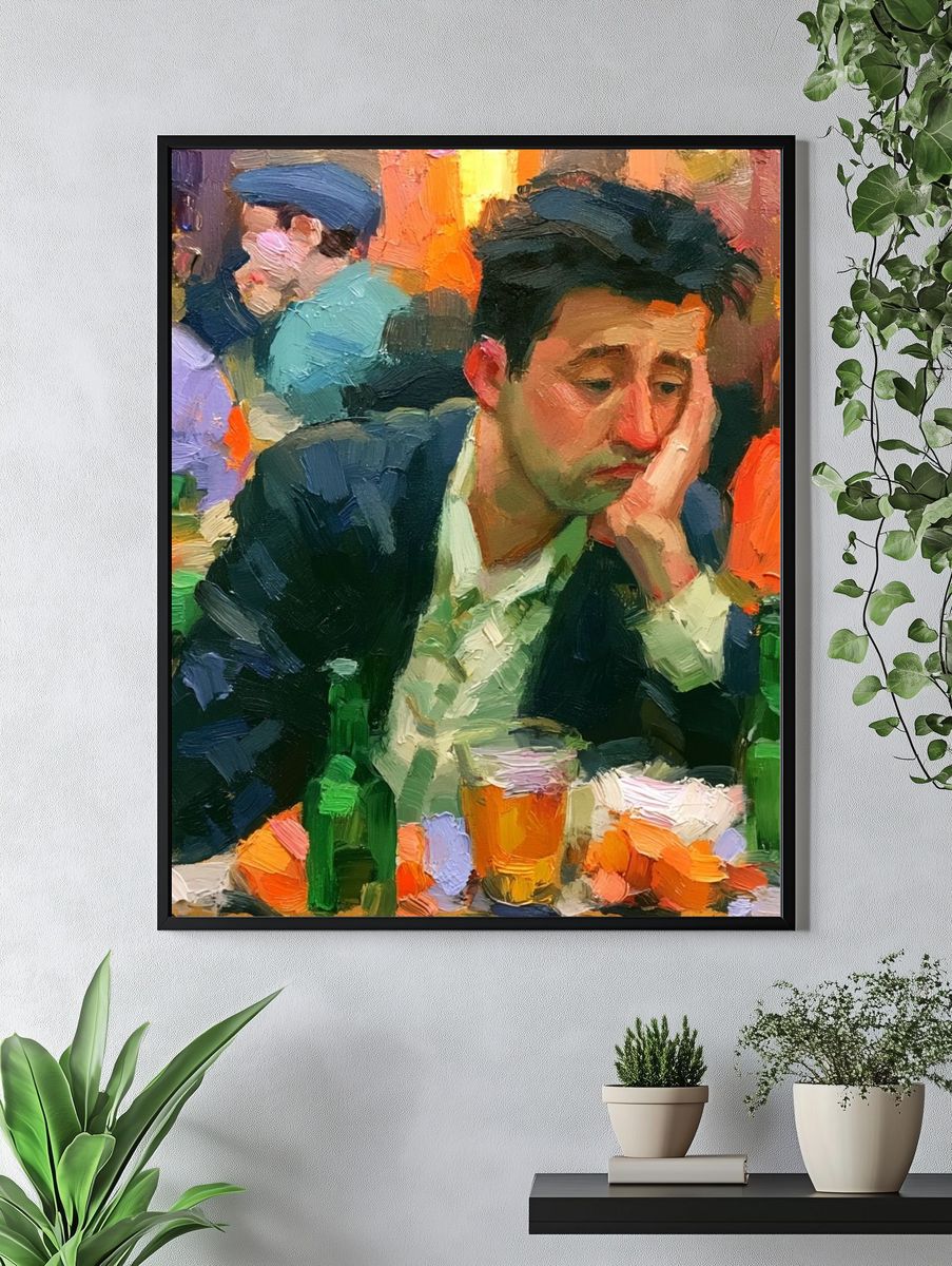 Lonely Man at Bar Fine-Art Poster. — room view 4