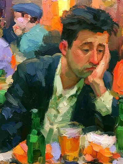 Lonely Man at Bar Fine-Art Poster.