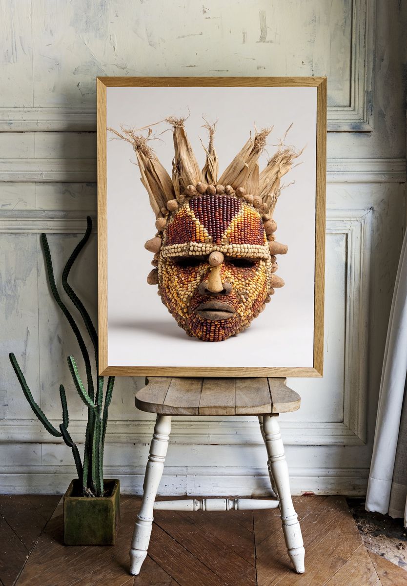 Corn Mask Sculpture Print. — room view 1
