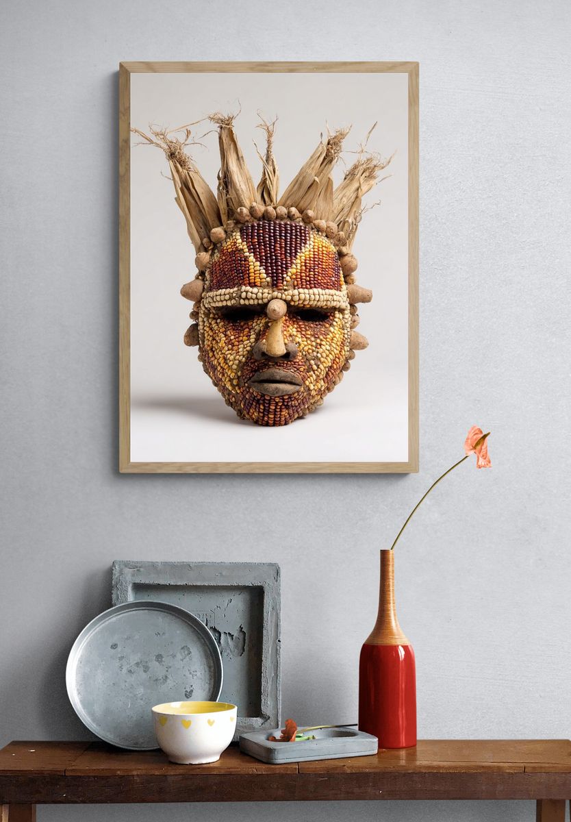 Corn Mask Sculpture Print. — room view 3