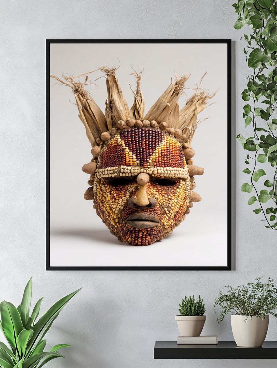 Corn Mask Sculpture Print. — room view 4