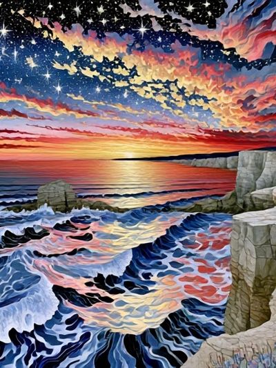 Surreal Coastal Sunset Poster.