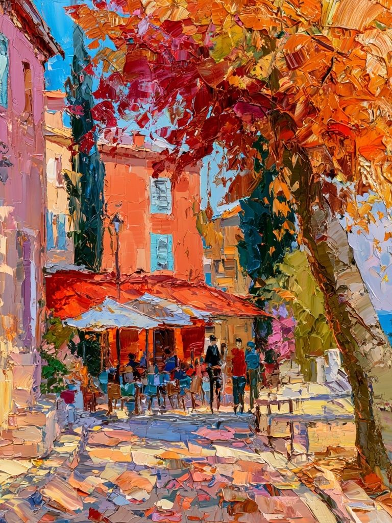 Mediterranean Street Cafe Print. poster detail