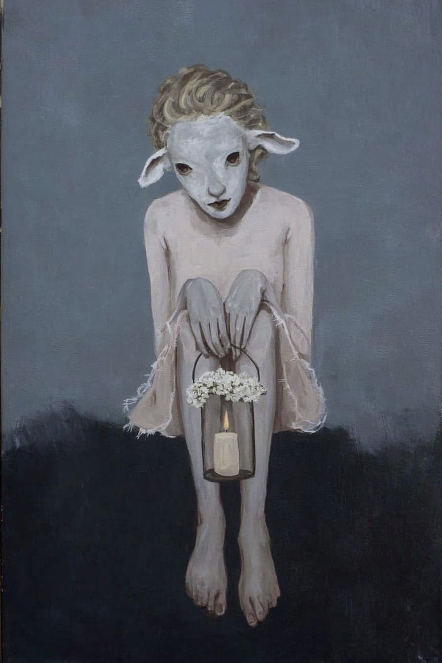 Sheep Mask Surrealist Print. poster detail