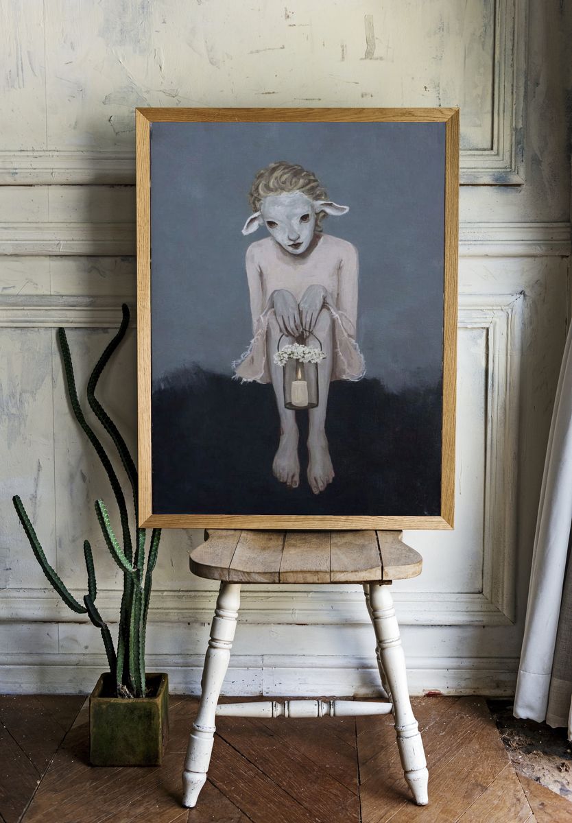 Sheep Mask Surrealist Print. — room view 1