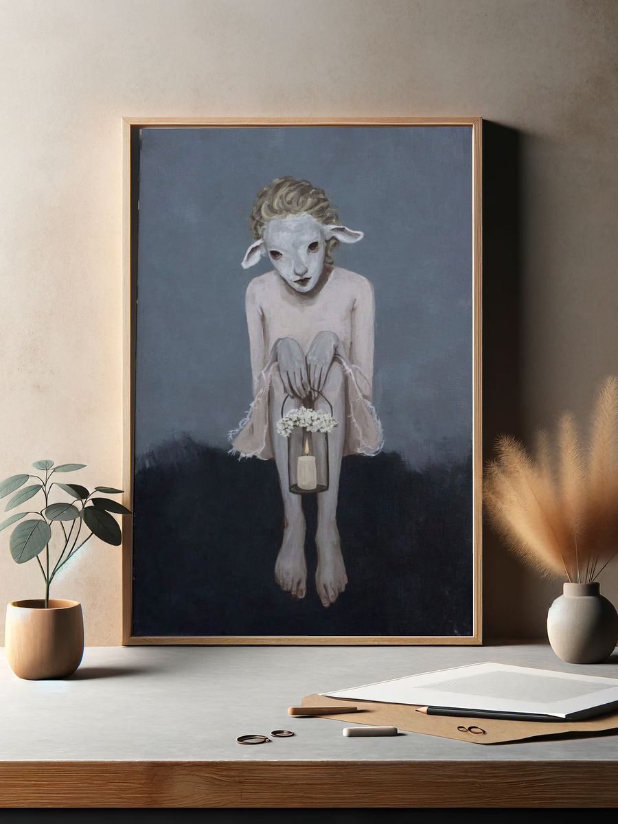 Sheep Mask Surrealist Print. — room view 2