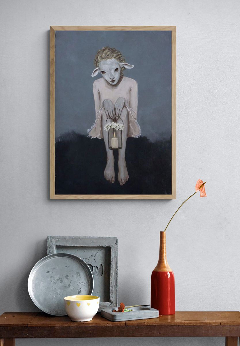 Sheep Mask Surrealist Print. — room view 3