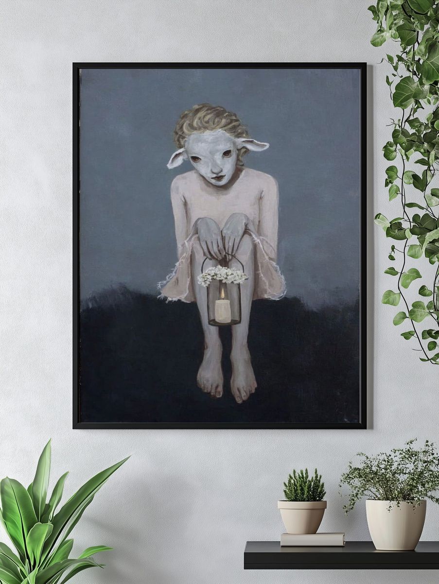 Sheep Mask Surrealist Print. — room view 4