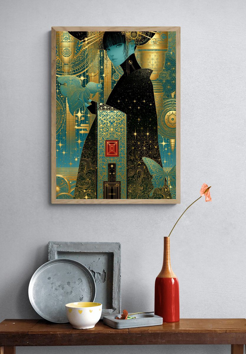 Art Deco Geisha Portrait Poster. — room view 3