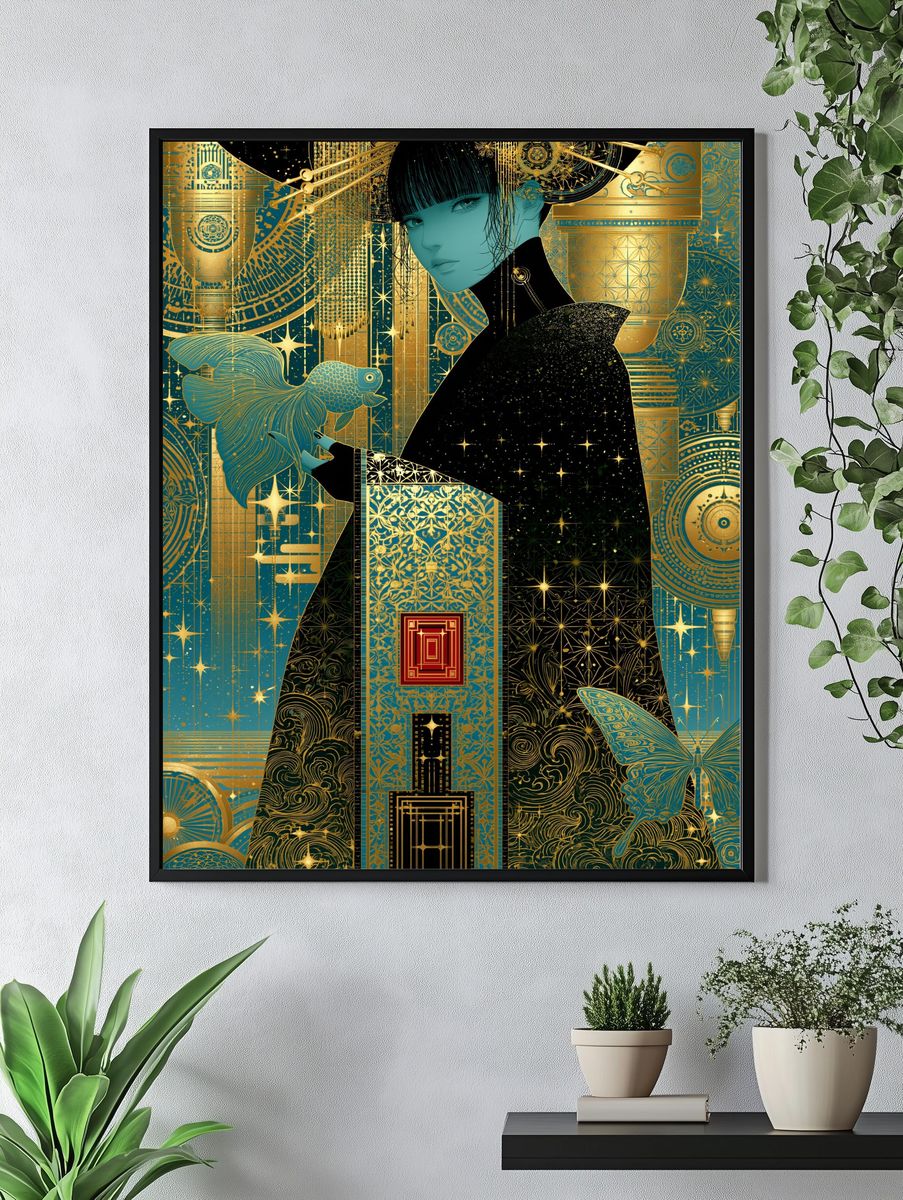 Art Deco Geisha Portrait Poster. — room view 4