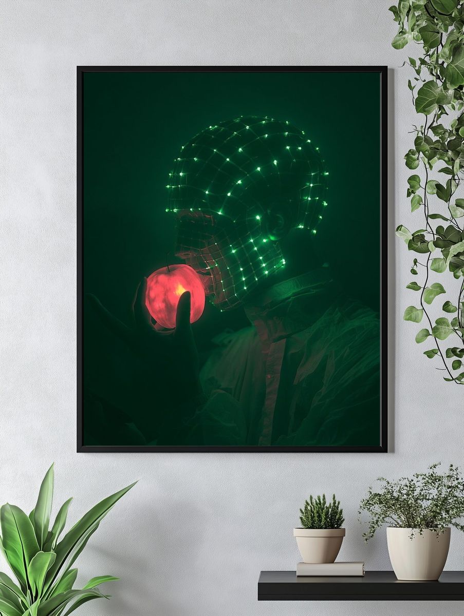 Neon Apple Surrealism Print. — room view 4