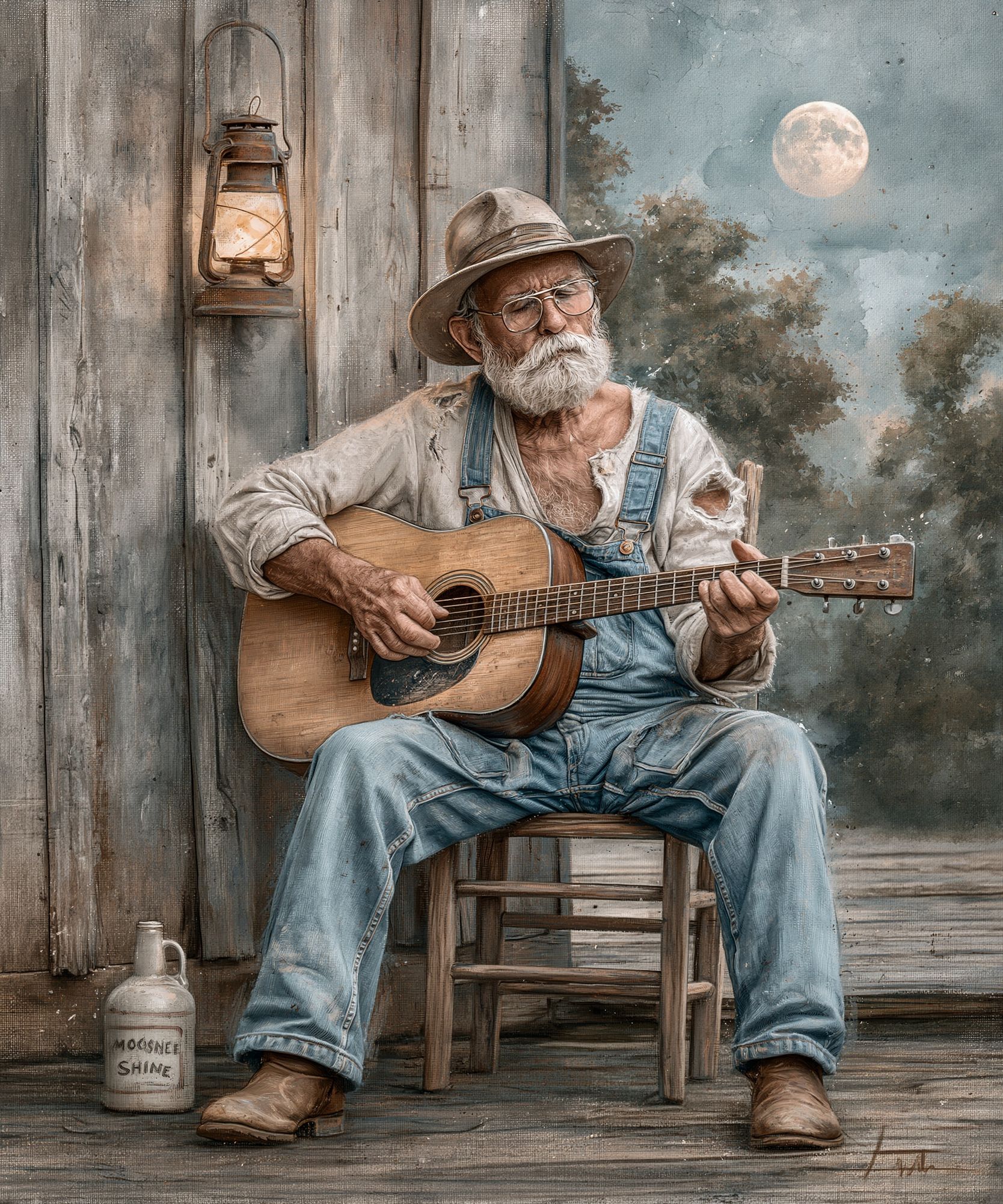 Old Cowboy Guitarist — Fine-Art Print. poster detail