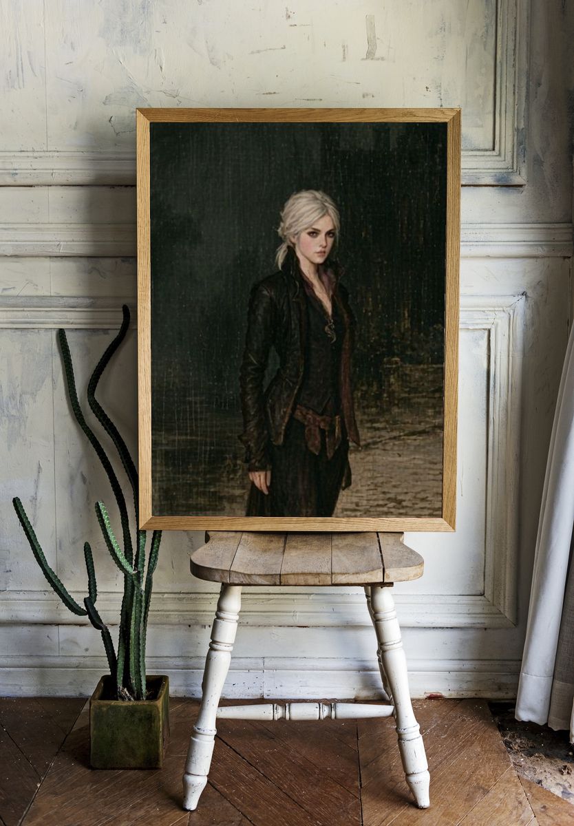 Blonde Woman in Dark Rain Poster. room preview