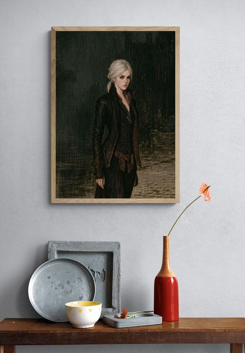 Blonde Woman in Dark Rain Poster. — room view 3