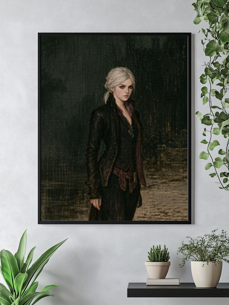 Blonde Woman in Dark Rain Poster. — room view 4