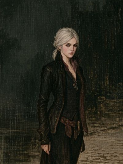 Blonde Woman in Dark Rain Poster. poster