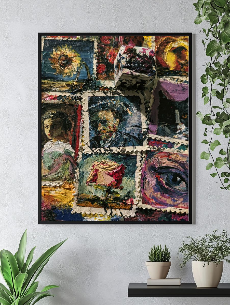 Abstract Portrait Collage Fine-Art Poster. — room view 4
