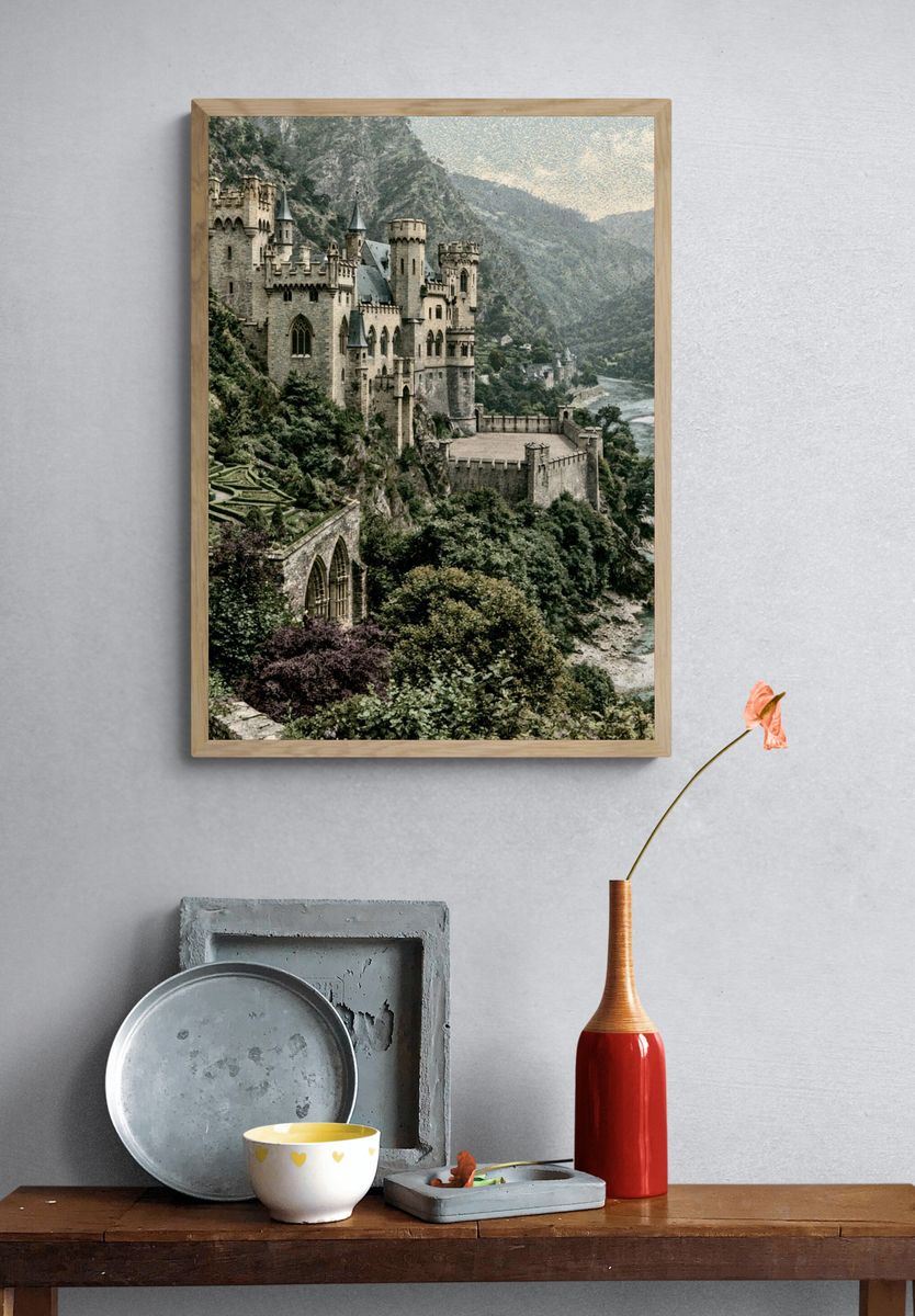 Riverside Castle Landscape Print. — room view 3