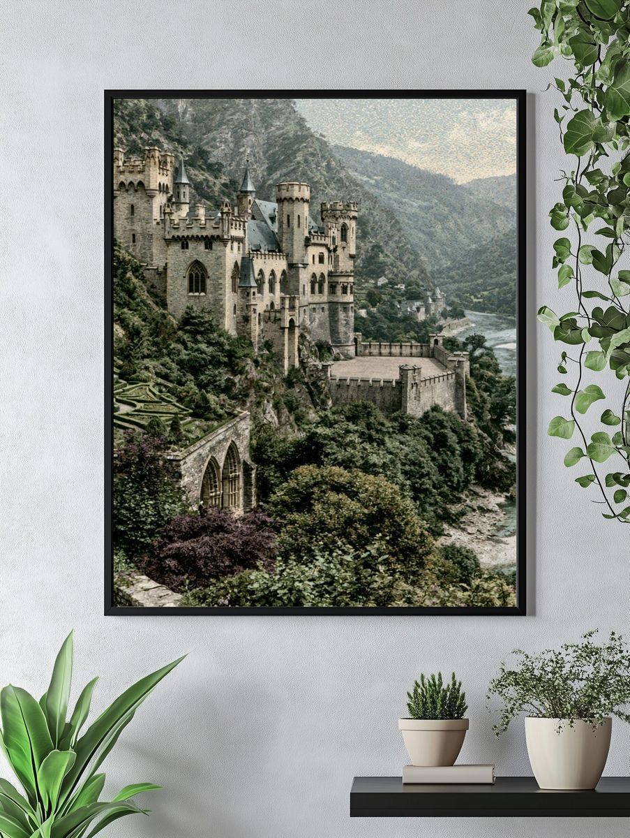 Riverside Castle Landscape Print. — room view 4