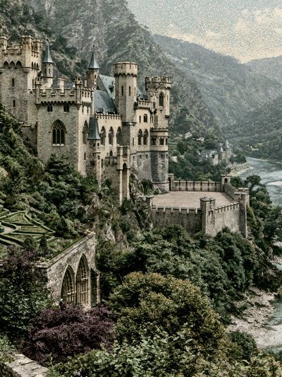Riverside Castle Landscape Print.