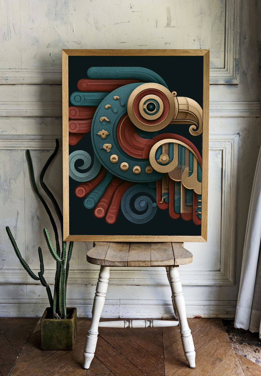 Art Deco Bird Abstract Poster. — room view 1