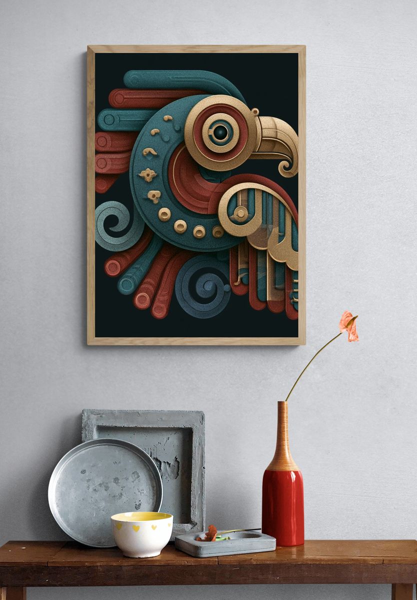 Art Deco Bird Abstract Poster. — room view 3