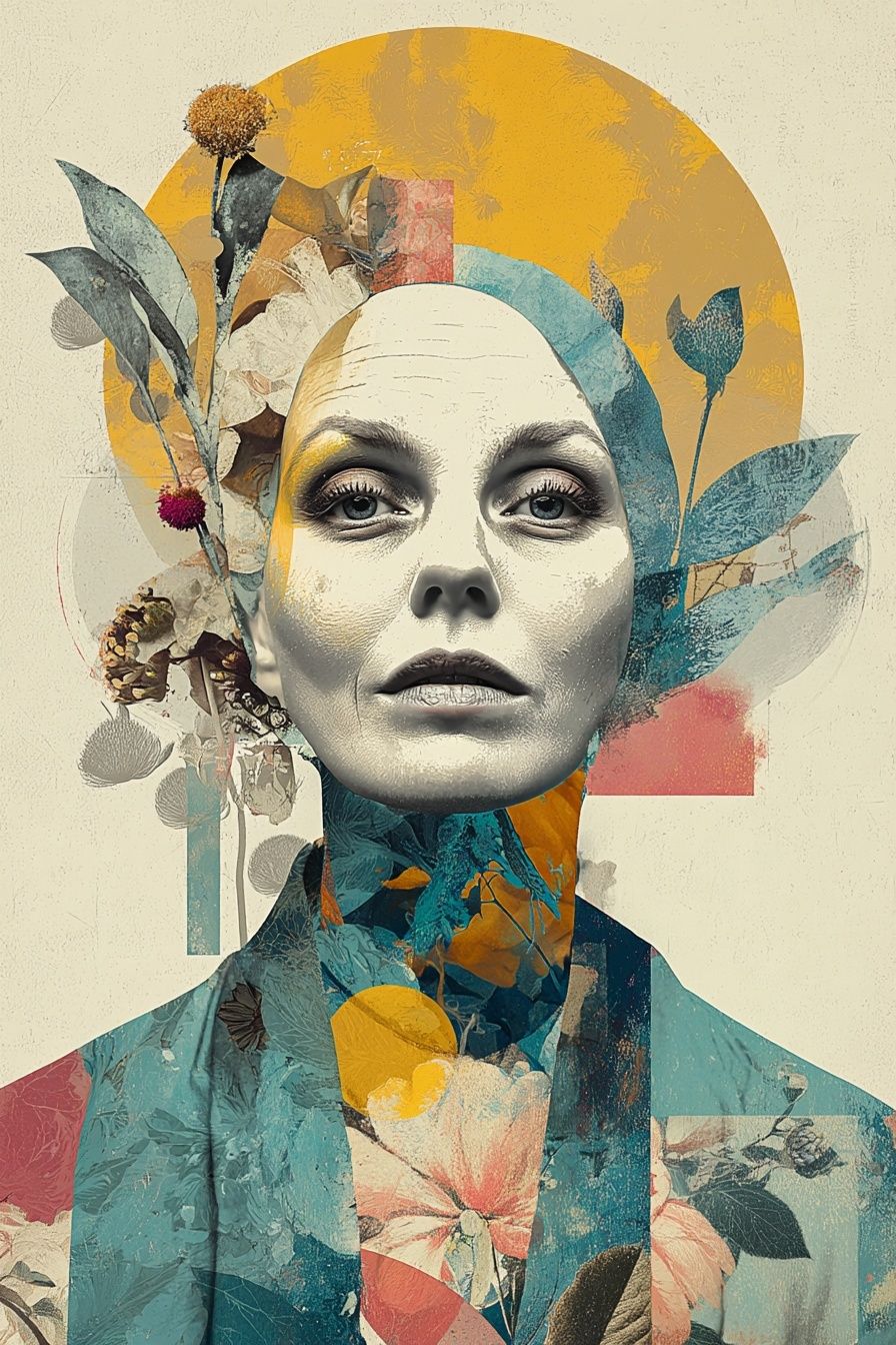 Floral Surreal Portrait Print. poster detail