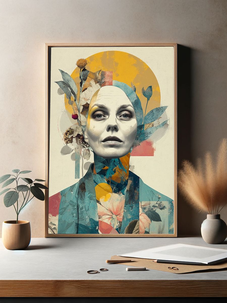 Floral Surreal Portrait Print. — room view 2