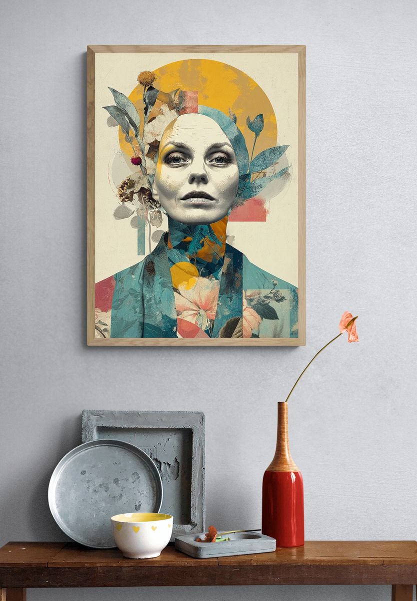 Floral Surreal Portrait Print. — room view 3