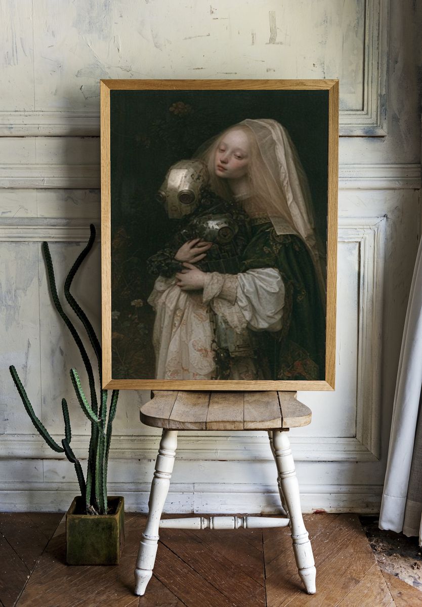 Gothic Robot Embrace Print. room preview
