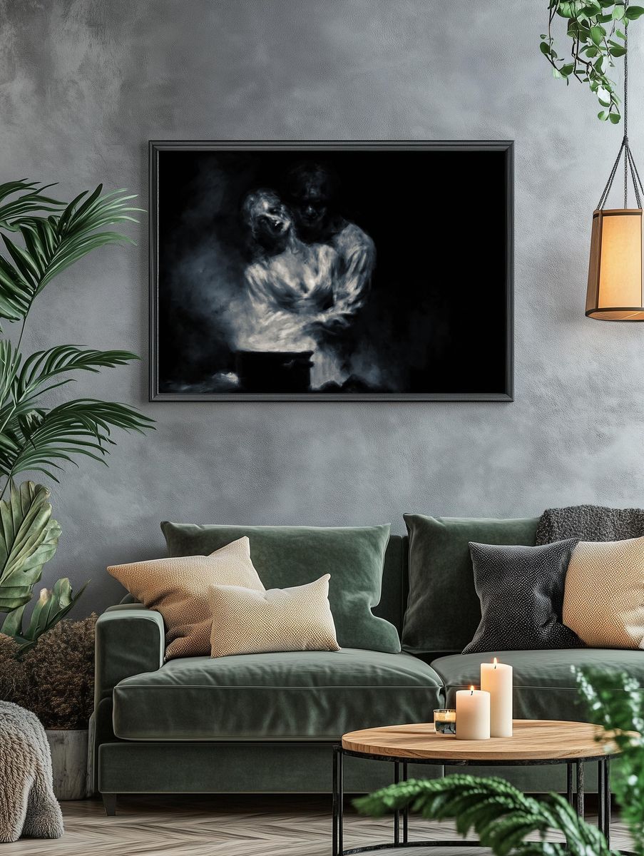 Ghostly Couple Surrealism Print. — room view 4