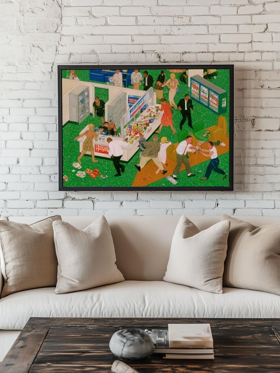 Supermarket Chaos Fine-Art Poster. room preview