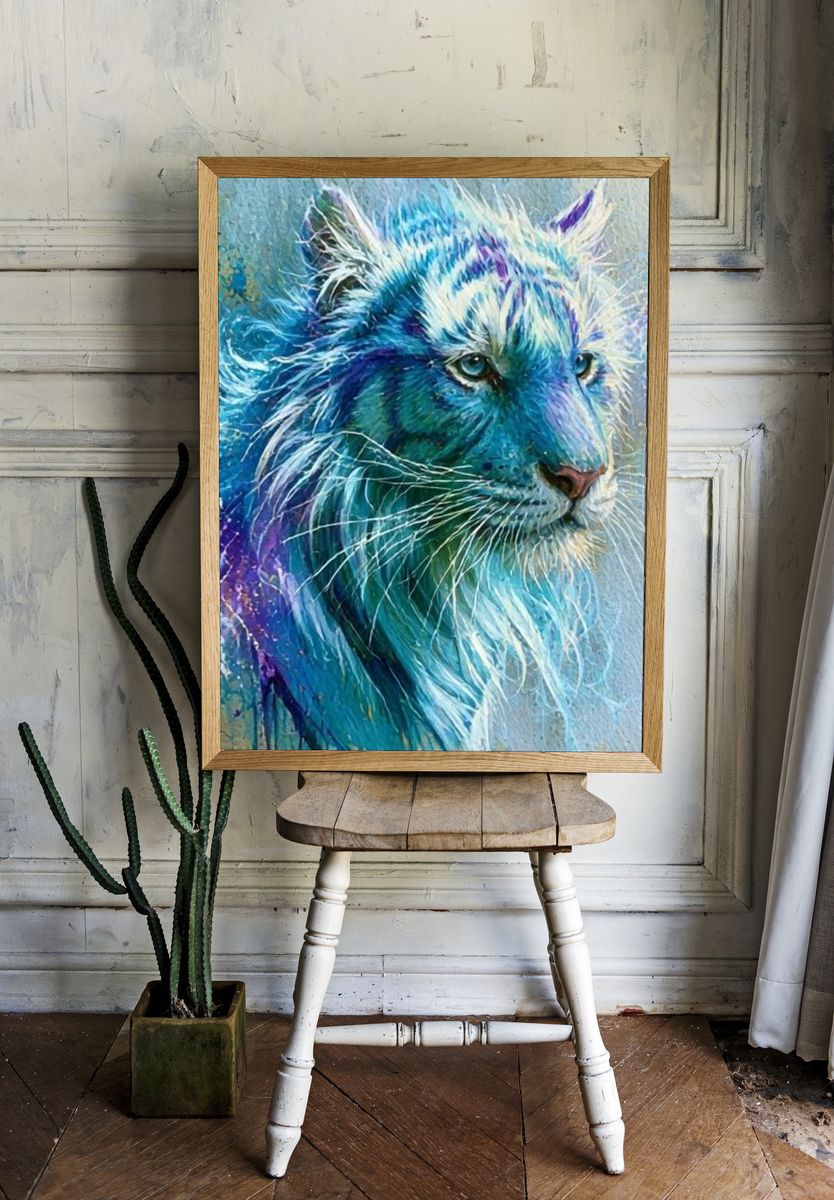 Blue Tiger Fine-Art Poster. room preview