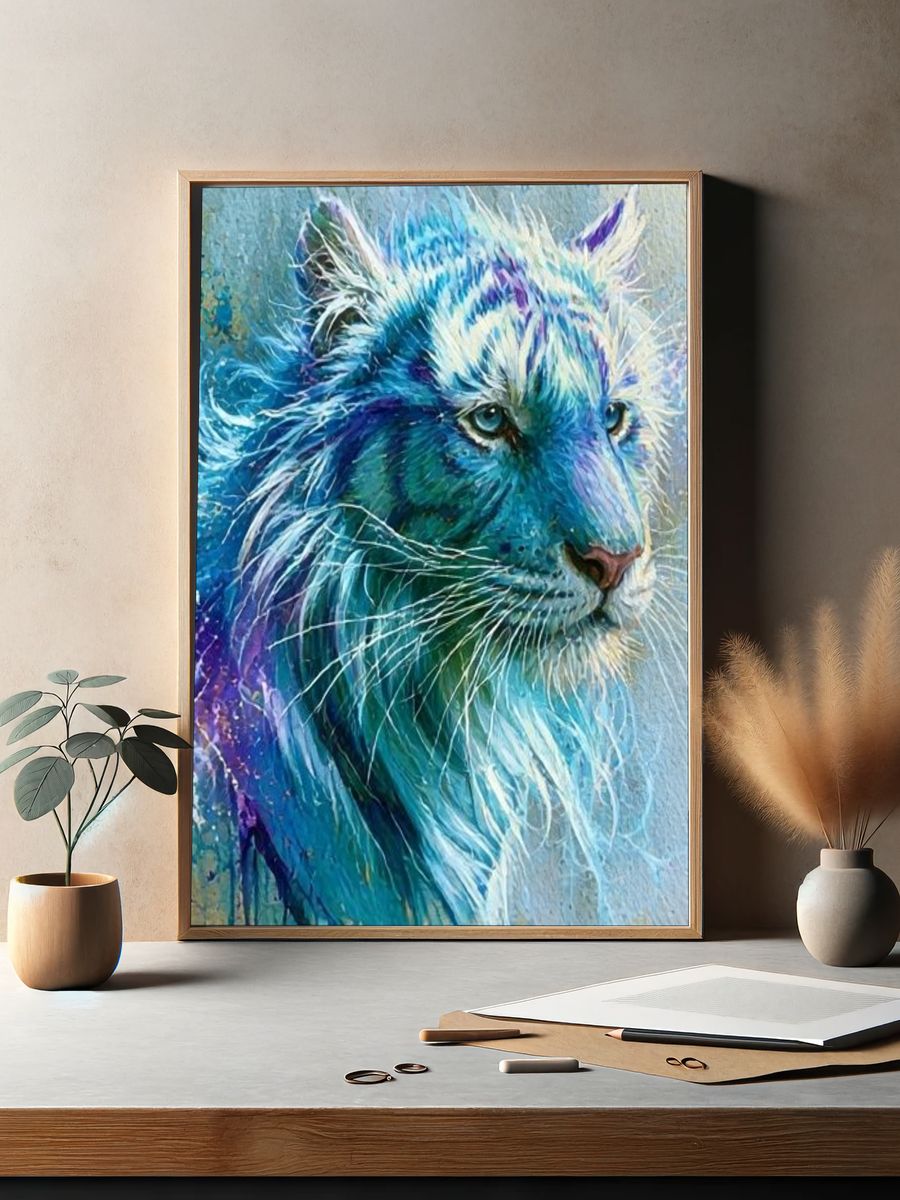 Blue Tiger Fine-Art Poster. — room view 2