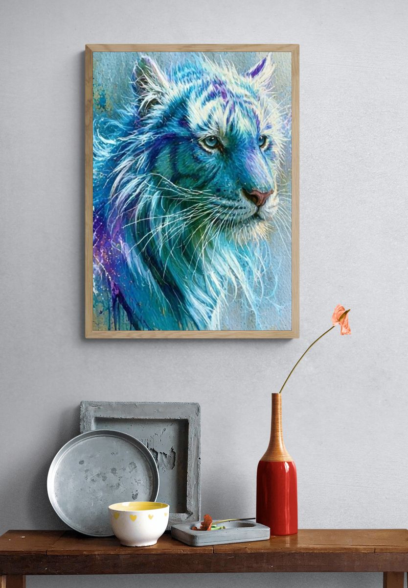 Blue Tiger Fine-Art Poster. — room view 3