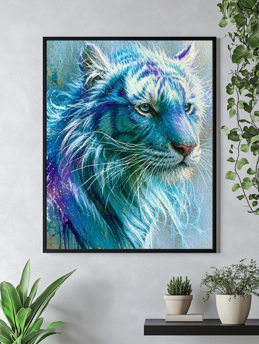 Blue Tiger Fine-Art Poster. — room view 4