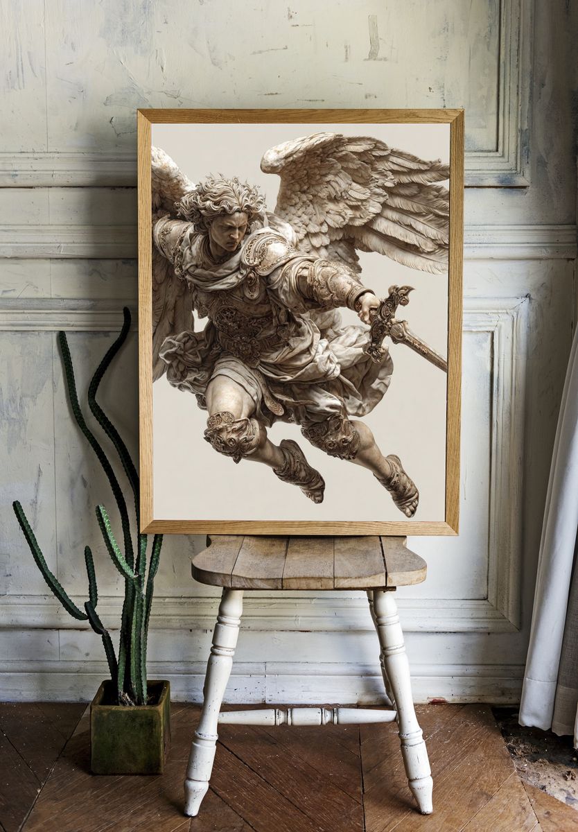 Winged Warrior Renaissance Print. room preview