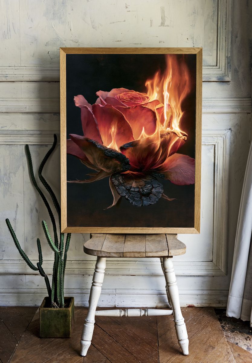 Burning Rose Fine-Art Print. room preview