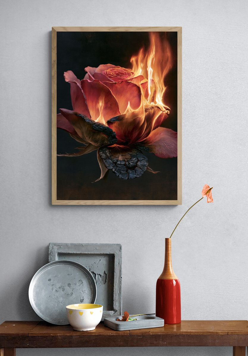 Burning Rose Fine-Art Print. — room view 3