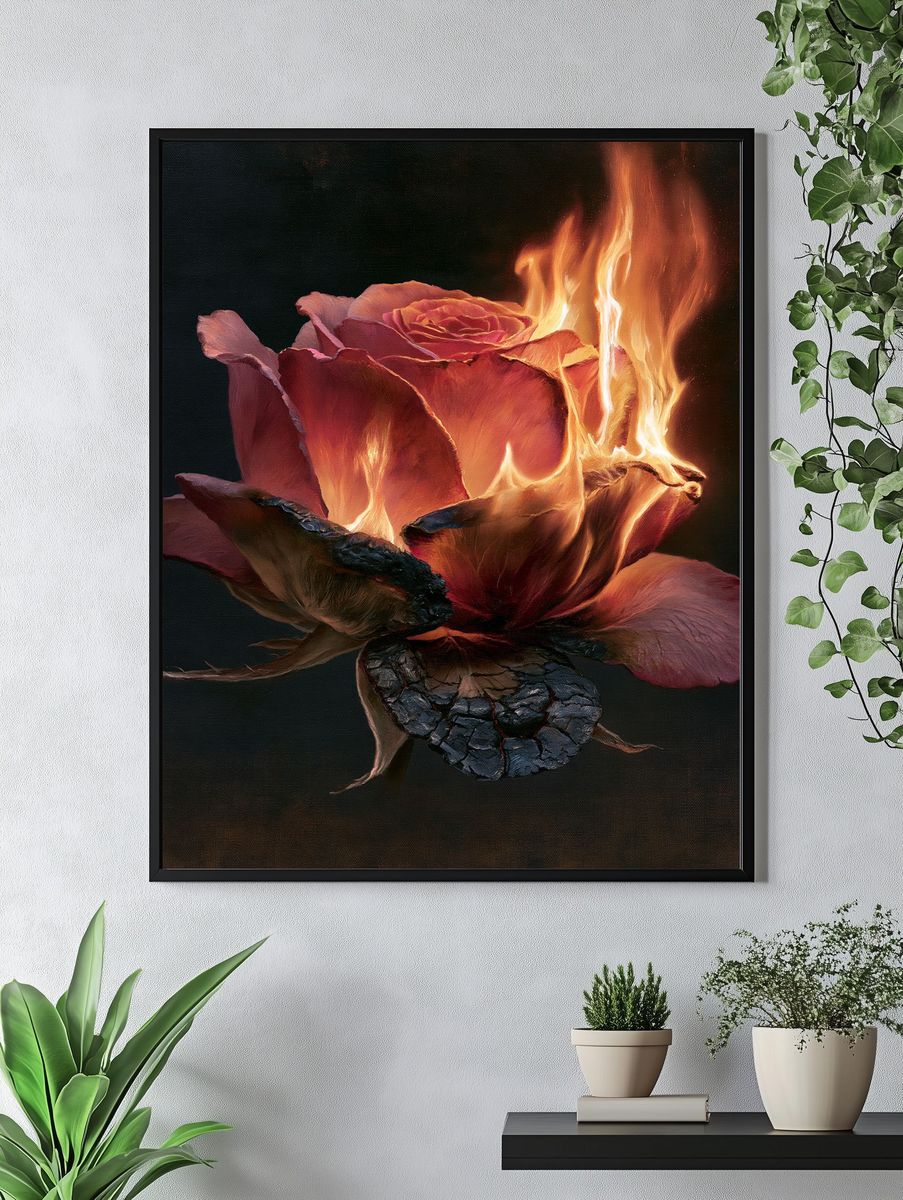 Burning Rose Fine-Art Print. — room view 4