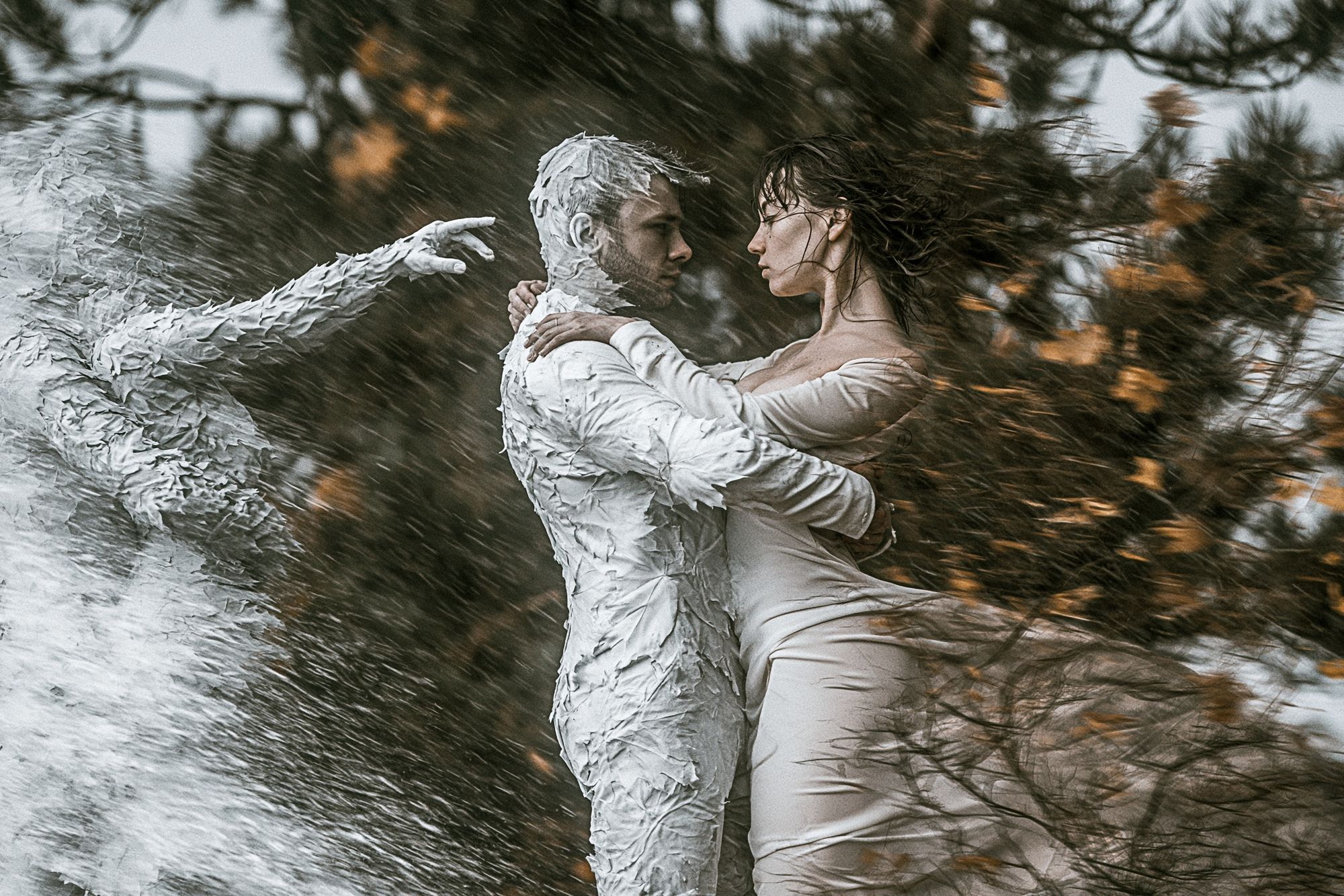 Textured Lovers Surrealism Print. poster detail