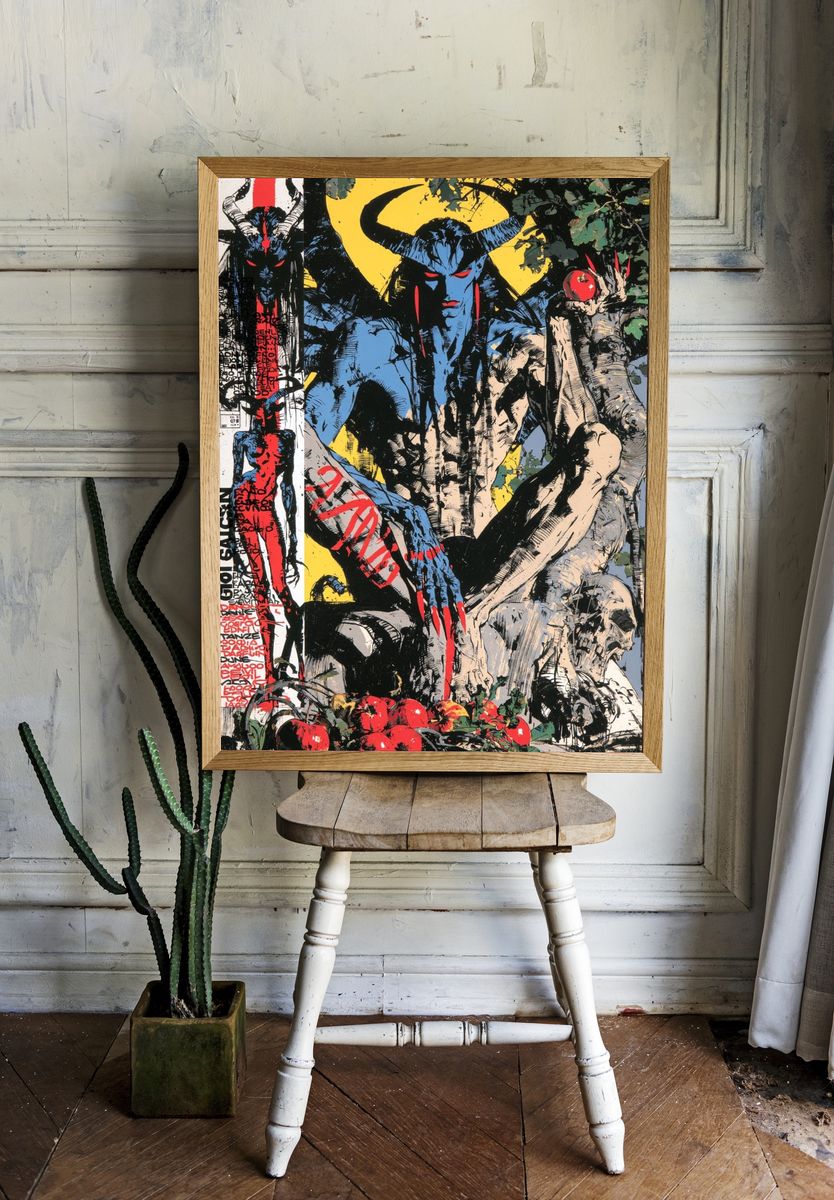 Horned Demon Graffiti Poster. room preview