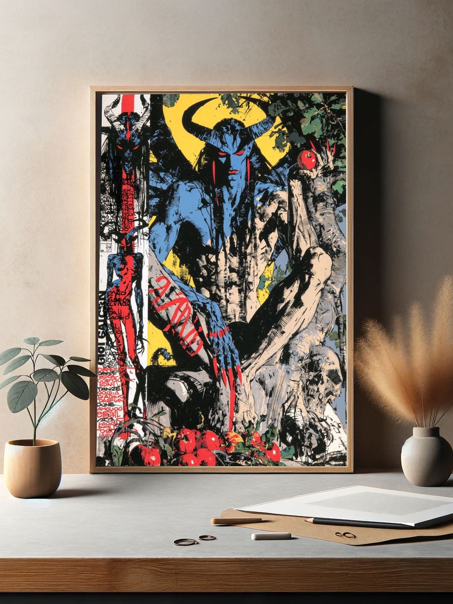 Horned Demon Graffiti Poster. — room view 2