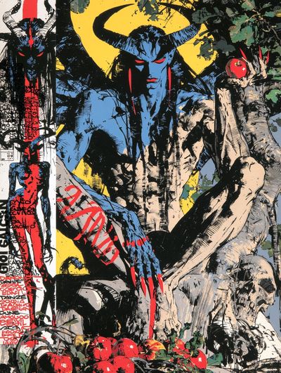 Horned Demon Graffiti Poster.