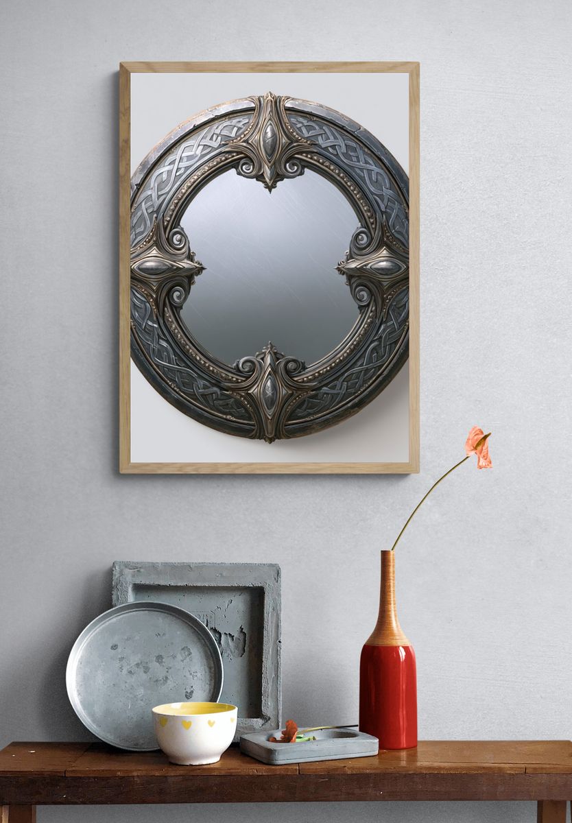 Ornate Celtic Mirror Print. — room view 3