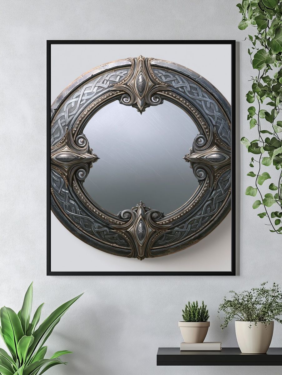 Ornate Celtic Mirror Print. — room view 4