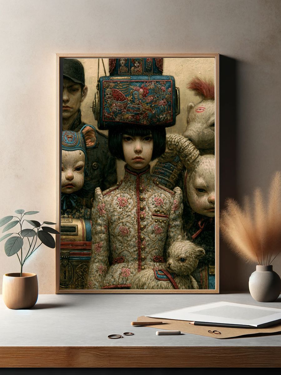 Surreal Masked Children Fine-Art Print. — room view 2
