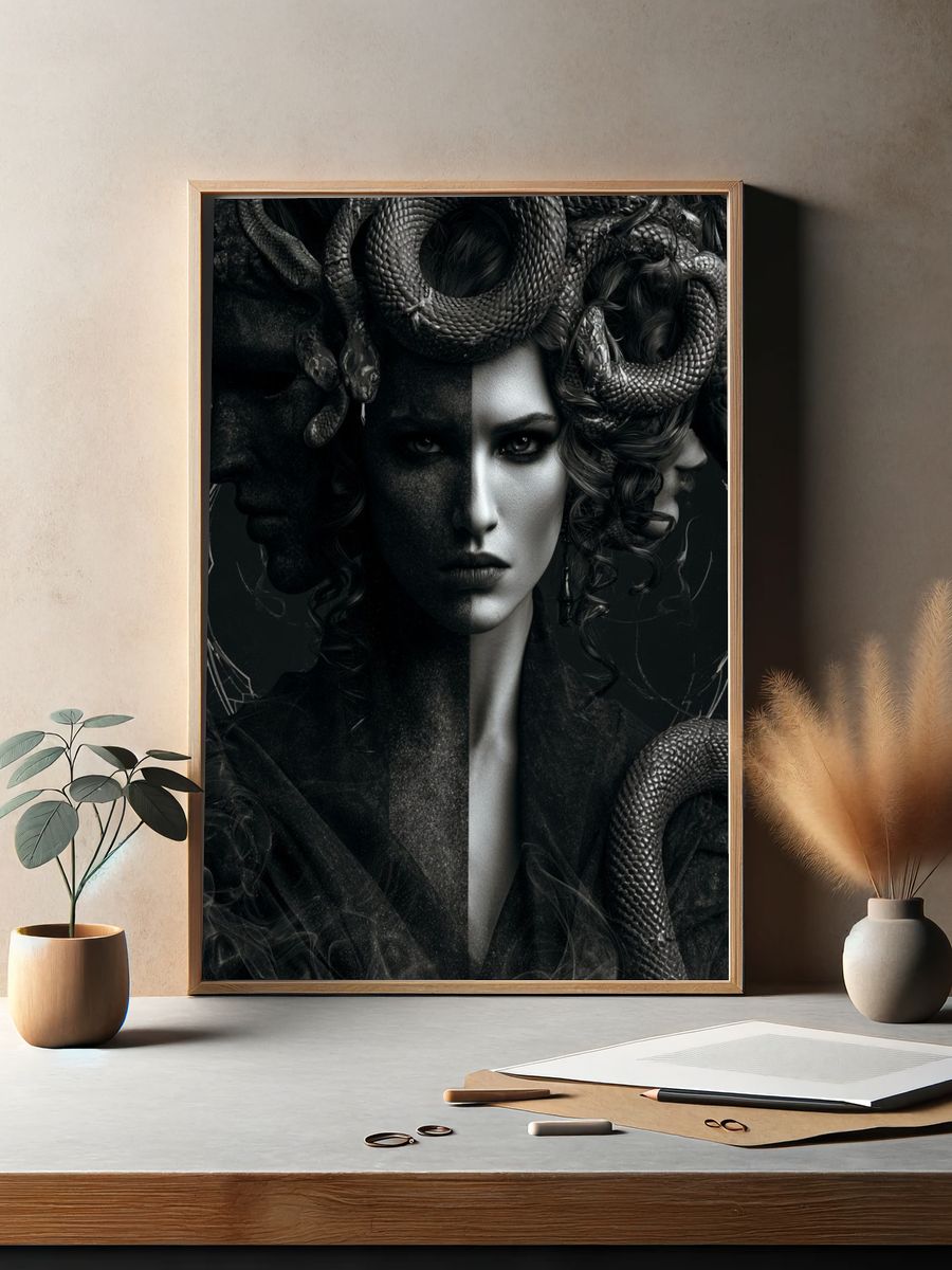 Medusa Portrait Fine-Art Poster. — room view 2
